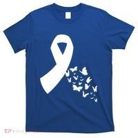 Butterfly White Ribbon Warrior Lung Cancer Awareness Cute Gift T-Shirt thumb 0