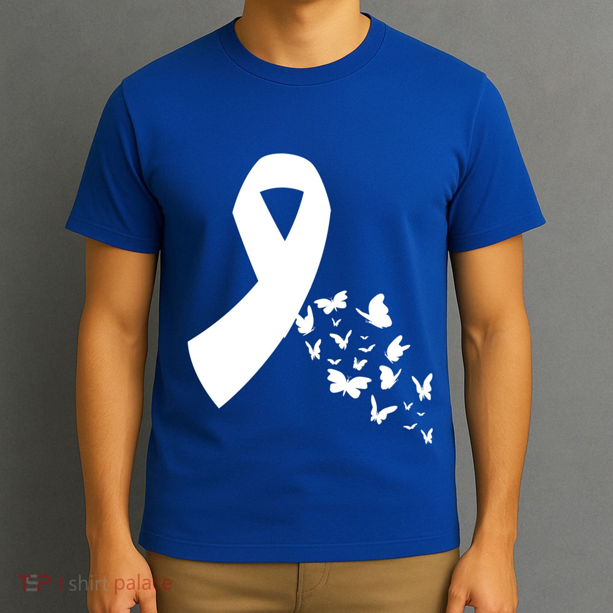 Butterfly White Ribbon Warrior Lung Cancer Awareness Cute Gift T-Shirt
