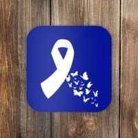 Butterfly White Ribbon Warrior Lung Cancer Awareness Cute Gift Coaster thumb 0