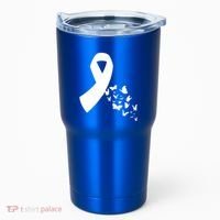 Butterfly White Ribbon Warrior Lung Cancer Awareness Cute Gift Tumbler thumb 0