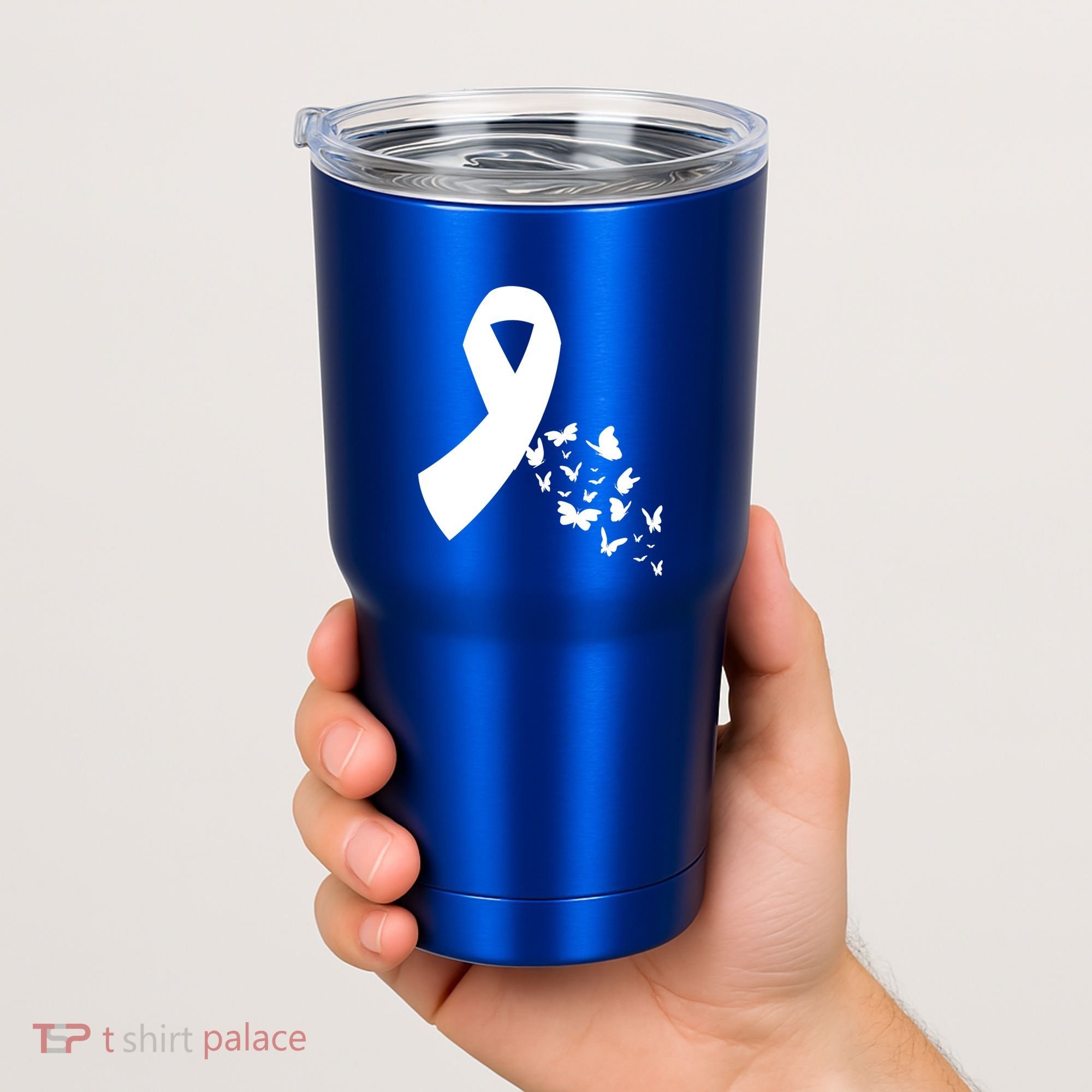 Butterfly White Ribbon Warrior Lung Cancer Awareness Cute Gift Tumbler