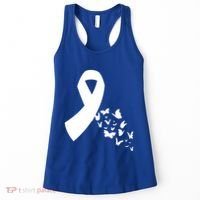 Butterfly White Ribbon Warrior Lung Cancer Awareness Cute Gift Women's Tank Top thumb 0
