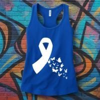 Butterfly White Ribbon Warrior Lung Cancer Awareness Cute Gift Women's Tank Top thumb 3