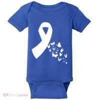 Butterfly White Ribbon Warrior Lung Cancer Awareness Cute Gift Baby Bodysuit thumb 0