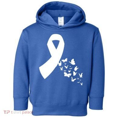 Butterfly White Ribbon Warrior Lung Cancer Awareness Cute Gift Toddler Hoodie