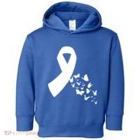 Butterfly White Ribbon Warrior Lung Cancer Awareness Cute Gift Toddler Hoodie thumb 0