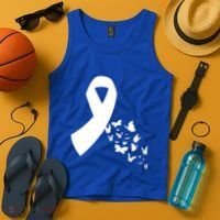 Butterfly White Ribbon Warrior Lung Cancer Awareness Cute Gift Tank Top thumb 4