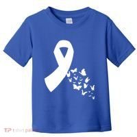 Butterfly White Ribbon Warrior Lung Cancer Awareness Cute Gift Toddler T-Shirt thumb 0