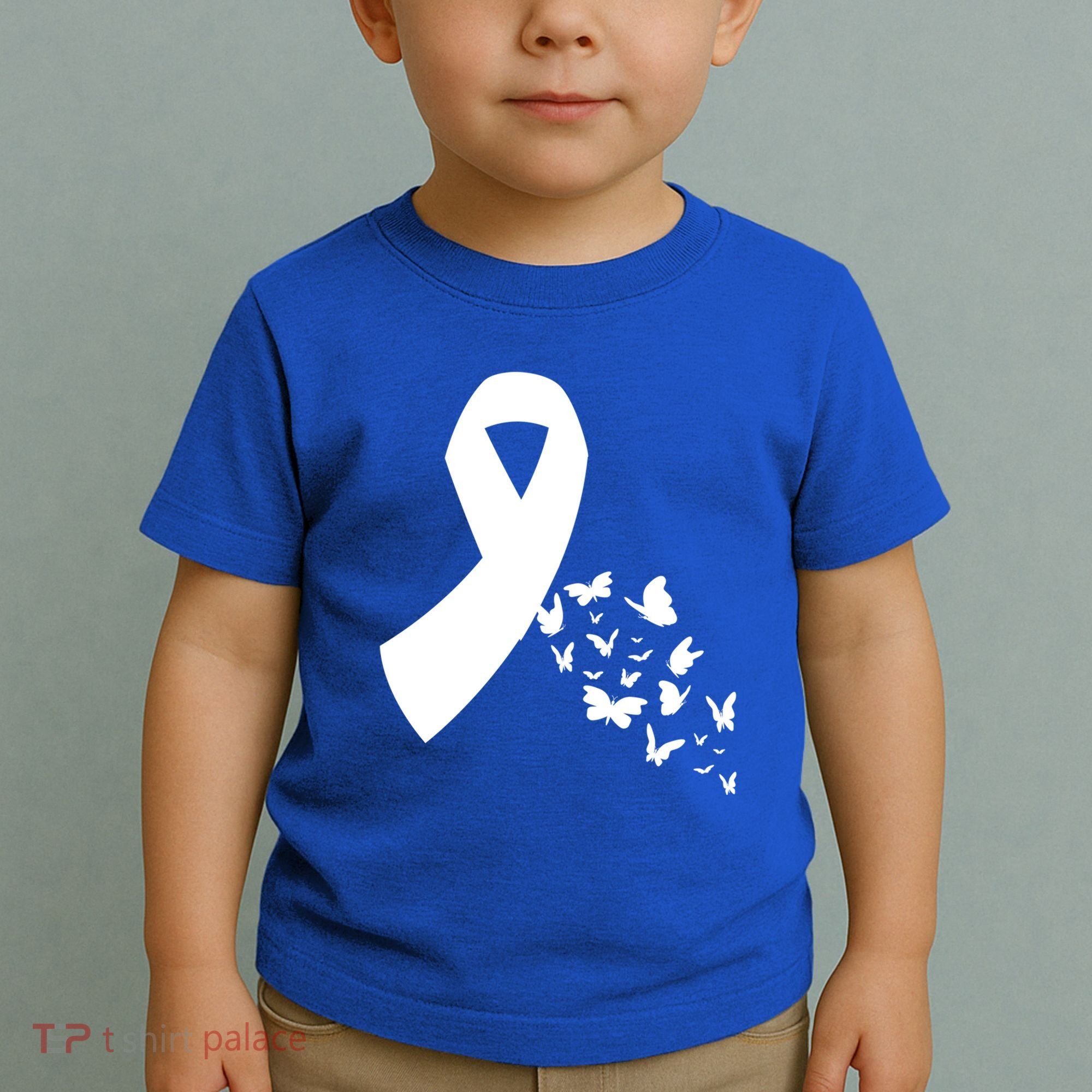 Butterfly White Ribbon Warrior Lung Cancer Awareness Cute Gift Toddler T-Shirt