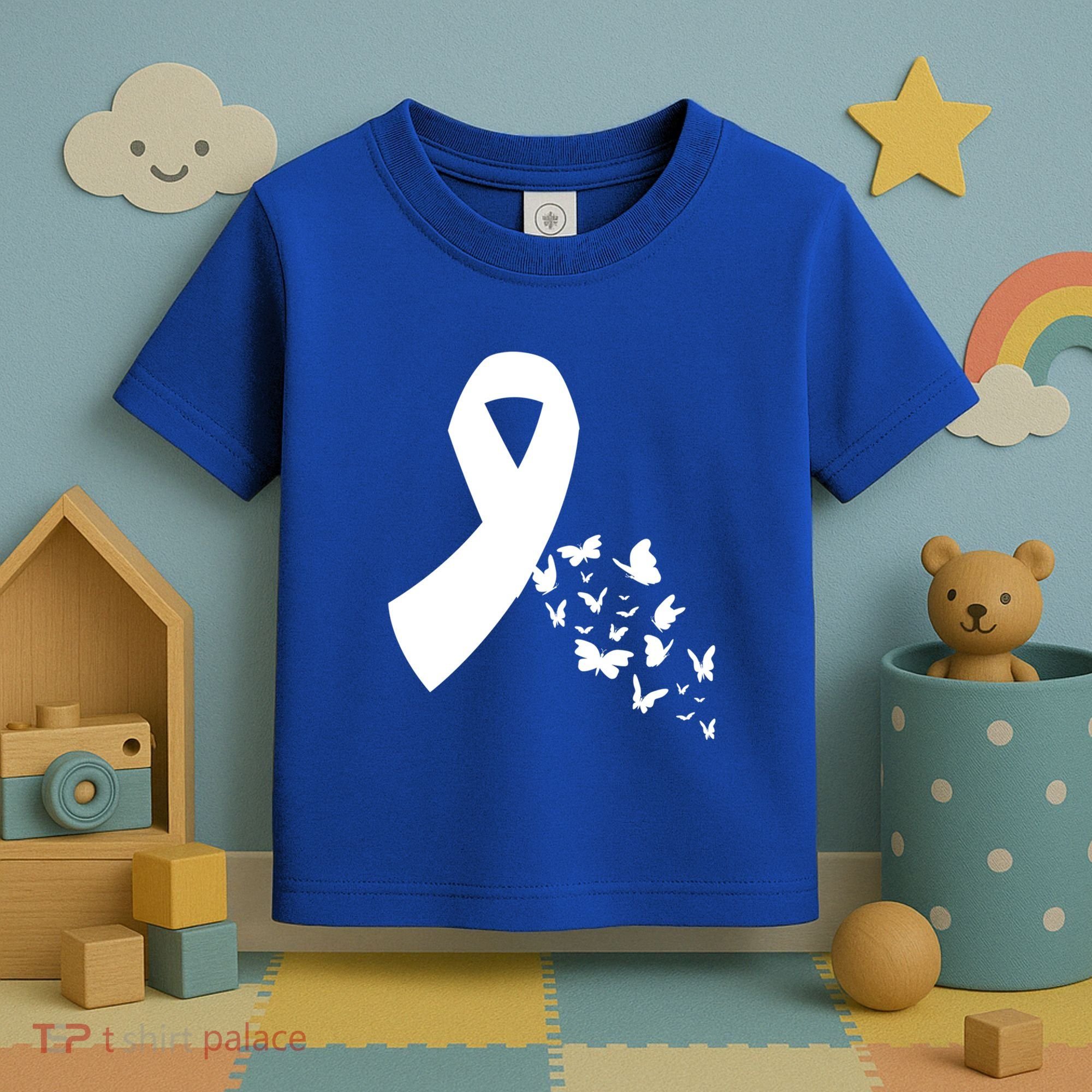 Butterfly White Ribbon Warrior Lung Cancer Awareness Cute Gift Toddler T-Shirt