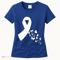 Butterfly White Ribbon Warrior Lung Cancer Awareness Cute Gift Women's T-Shirt thumb 0