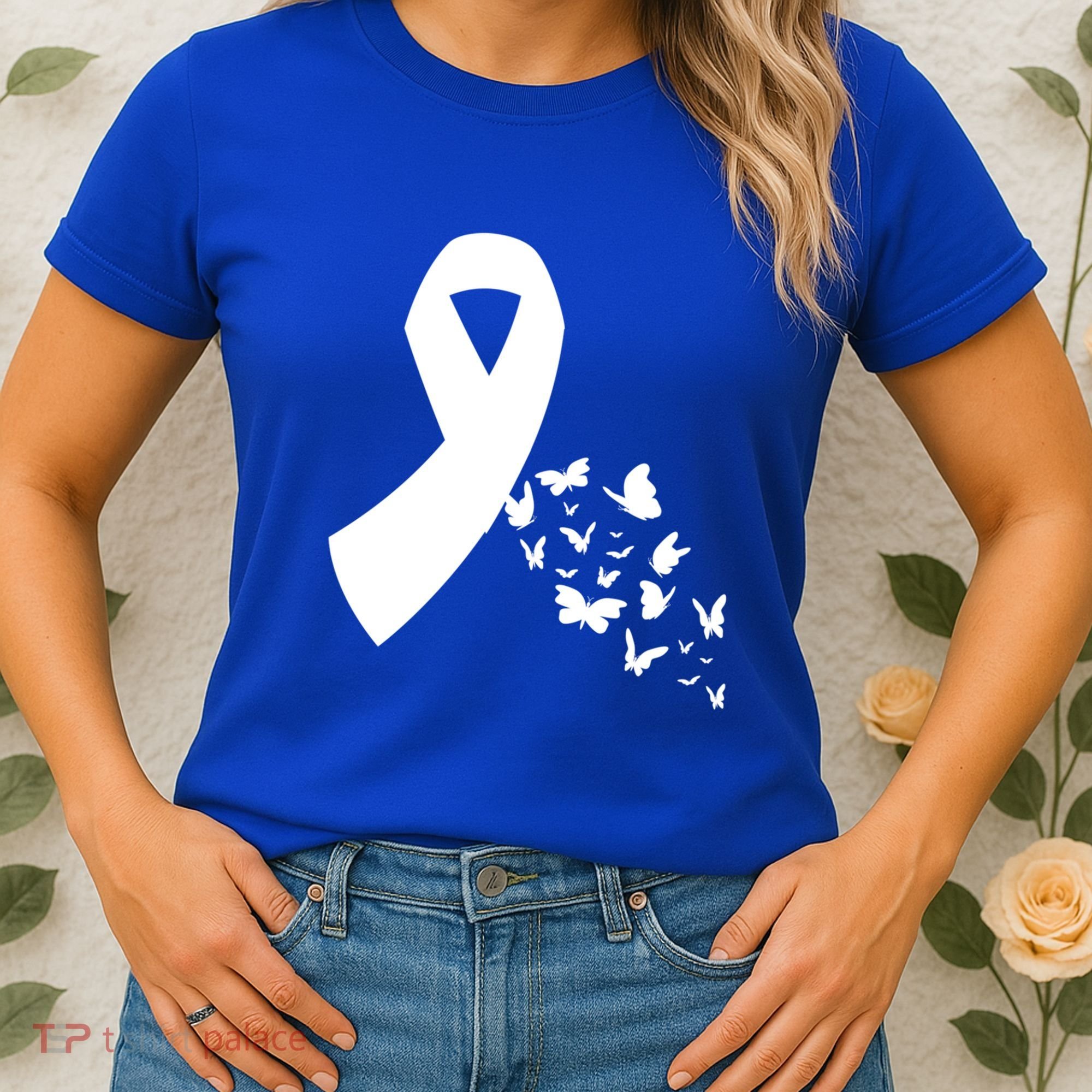 Butterfly White Ribbon Warrior Lung Cancer Awareness Cute Gift Women's T-Shirt