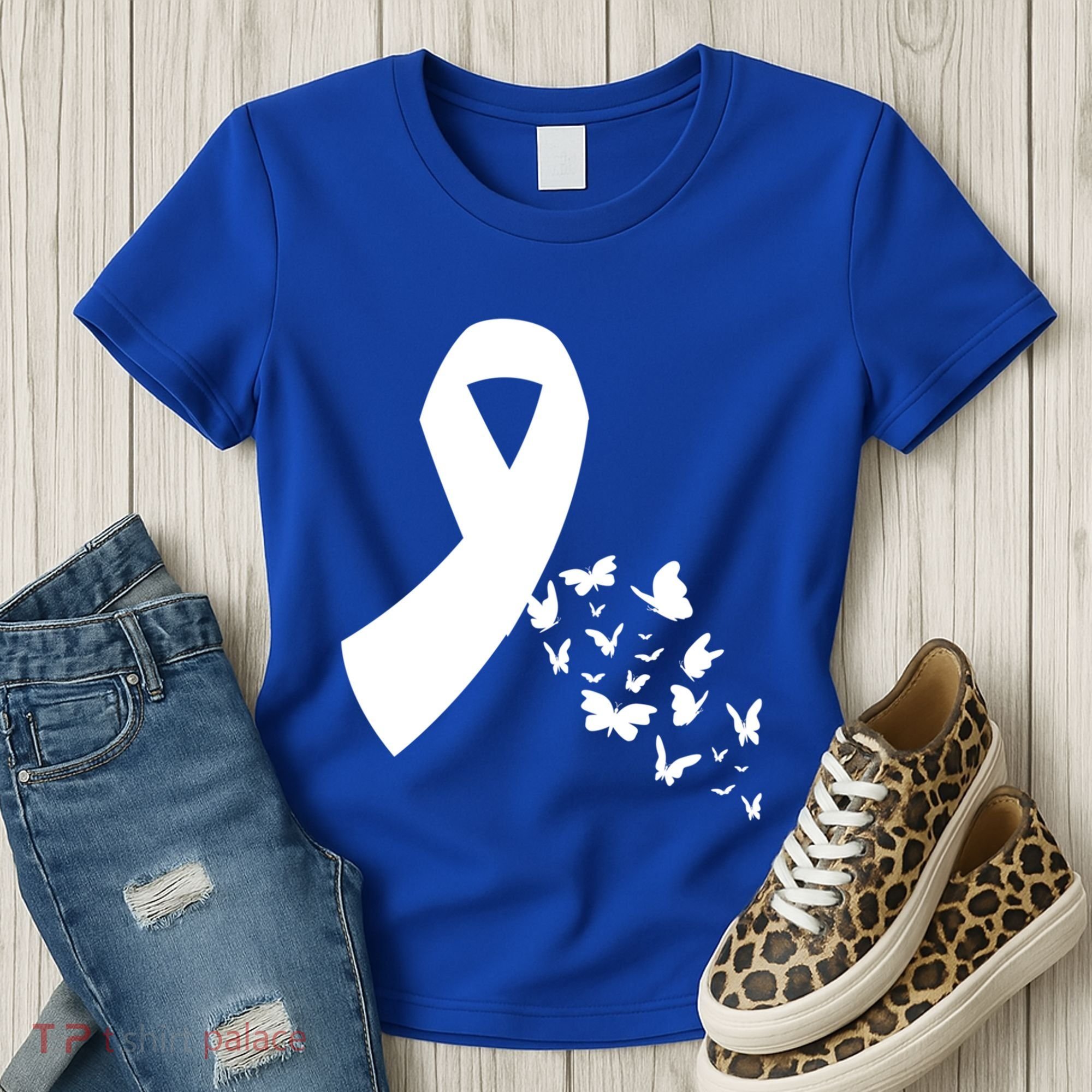 Butterfly White Ribbon Warrior Lung Cancer Awareness Cute Gift Women's T-Shirt