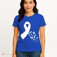 Butterfly White Ribbon Warrior Lung Cancer Awareness Cute Gift Women's T-Shirt thumb 4