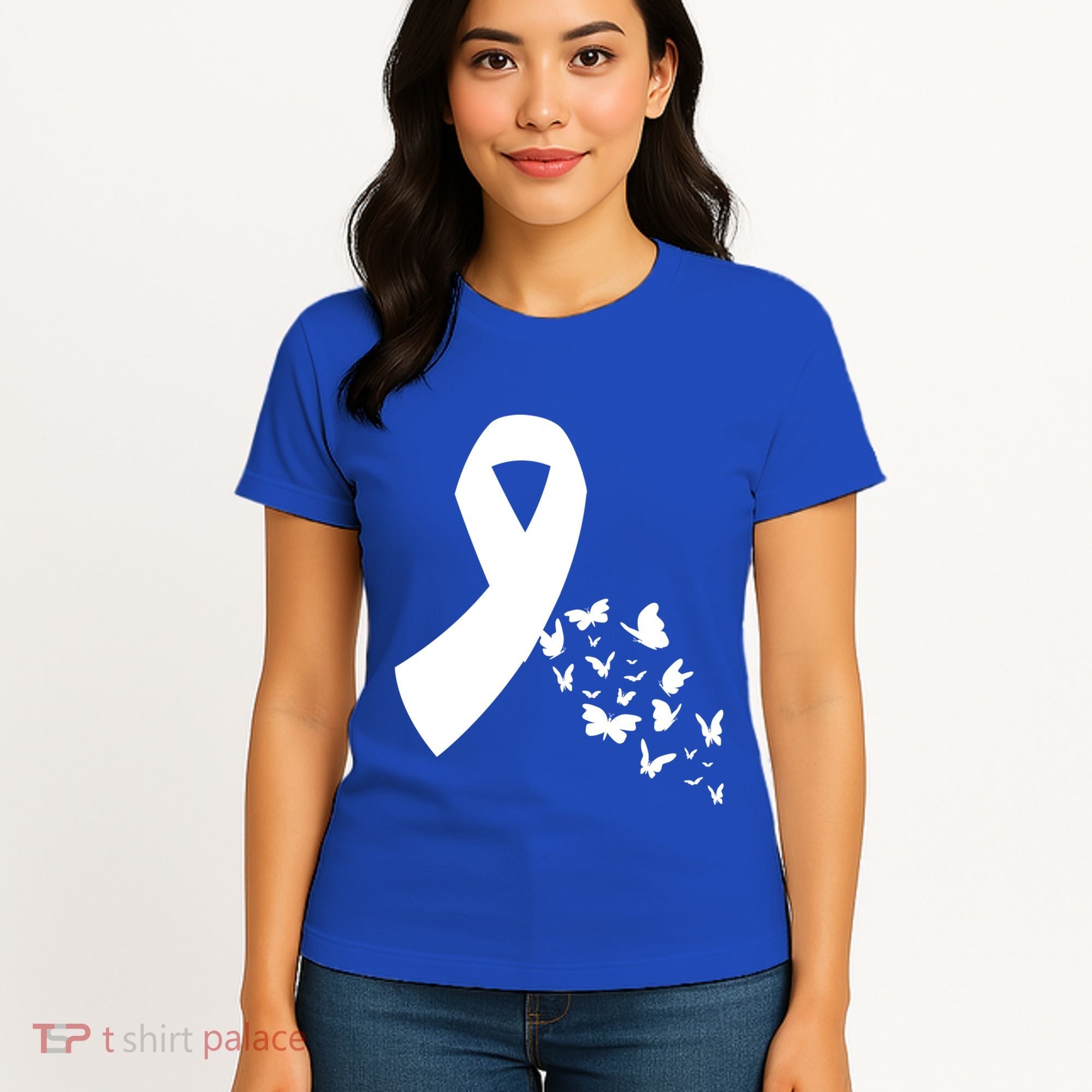 Butterfly White Ribbon Warrior Lung Cancer Awareness Cute Gift Women's T-Shirt