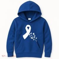 Butterfly White Ribbon Warrior Lung Cancer Awareness Cute Gift Kids Hoodie thumb 0
