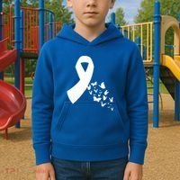 Butterfly White Ribbon Warrior Lung Cancer Awareness Cute Gift Kids Hoodie thumb 2