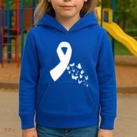 Butterfly White Ribbon Warrior Lung Cancer Awareness Cute Gift Kids Hoodie thumb 3