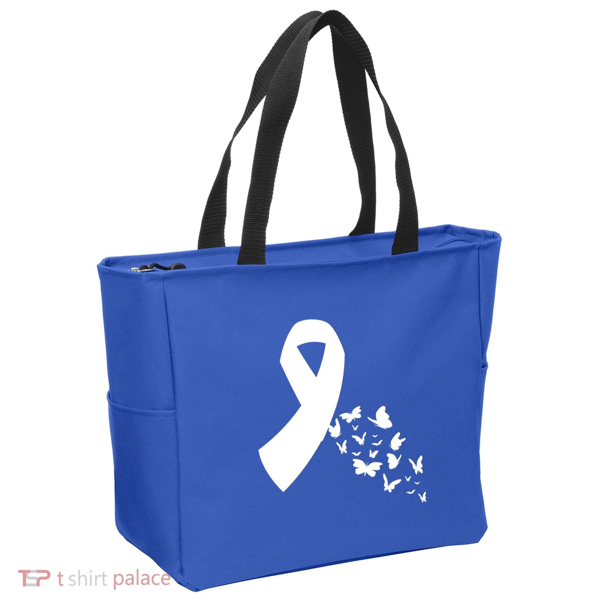 Butterfly White Ribbon Warrior Lung Cancer Awareness Cute Gift Tote Bag