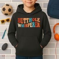 Butthole Whisperer Retro Sarcastic Jokes Funny Kids Hoodie thumb 2