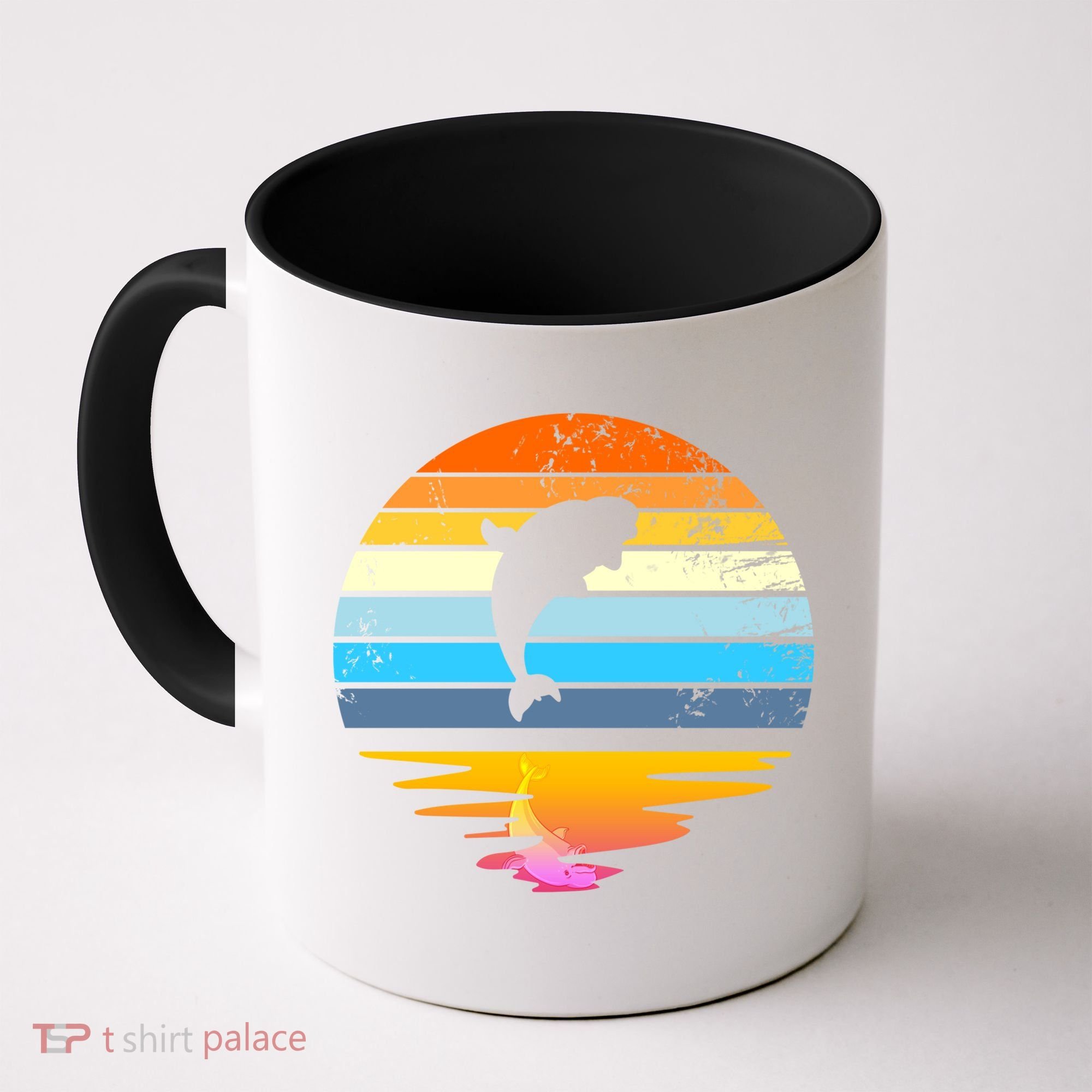 Beluga Whale Retro Sunset Save The Whales Beluga Meaningful Gift Coffee Mug