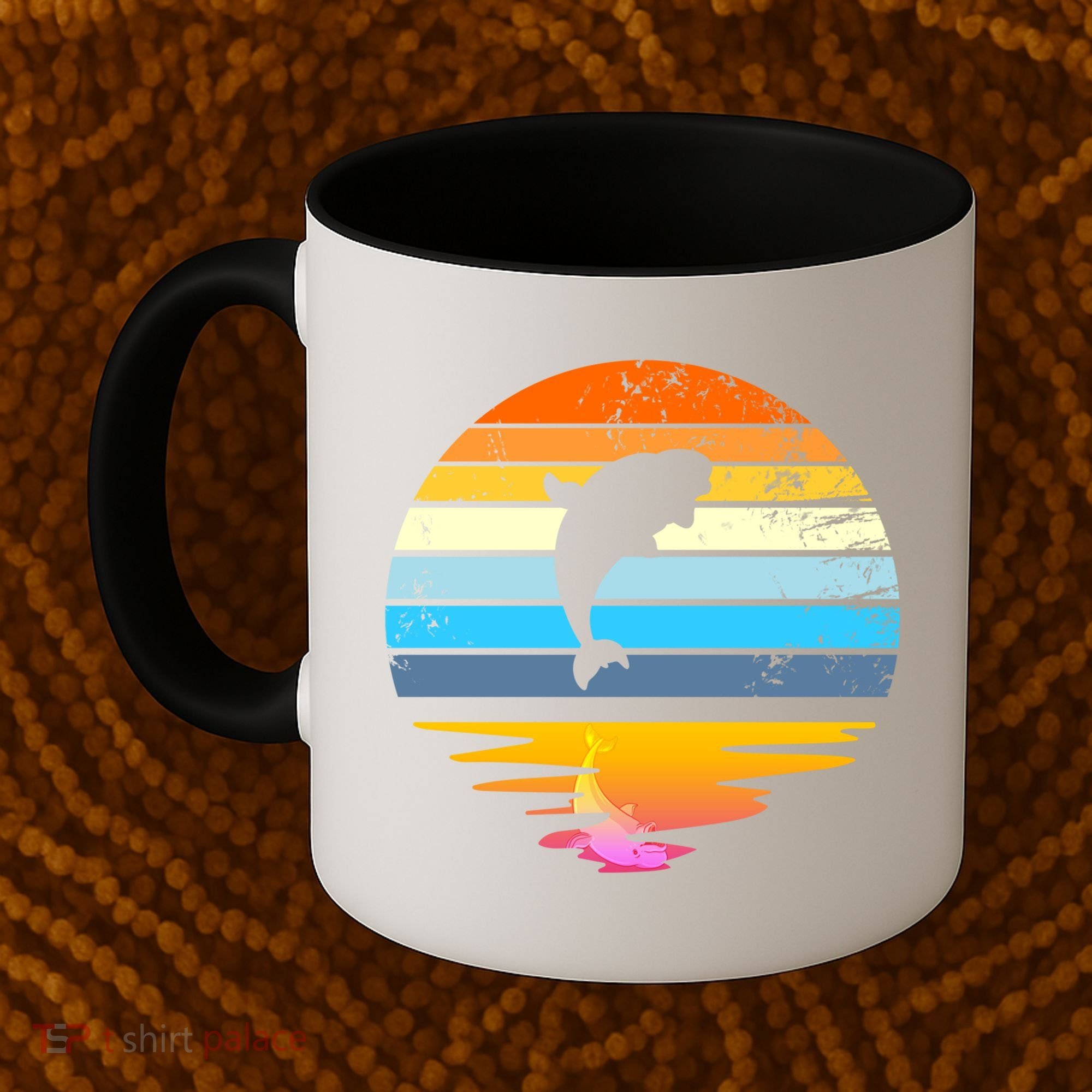 Beluga Whale Retro Sunset Save The Whales Beluga Meaningful Gift Coffee Mug
