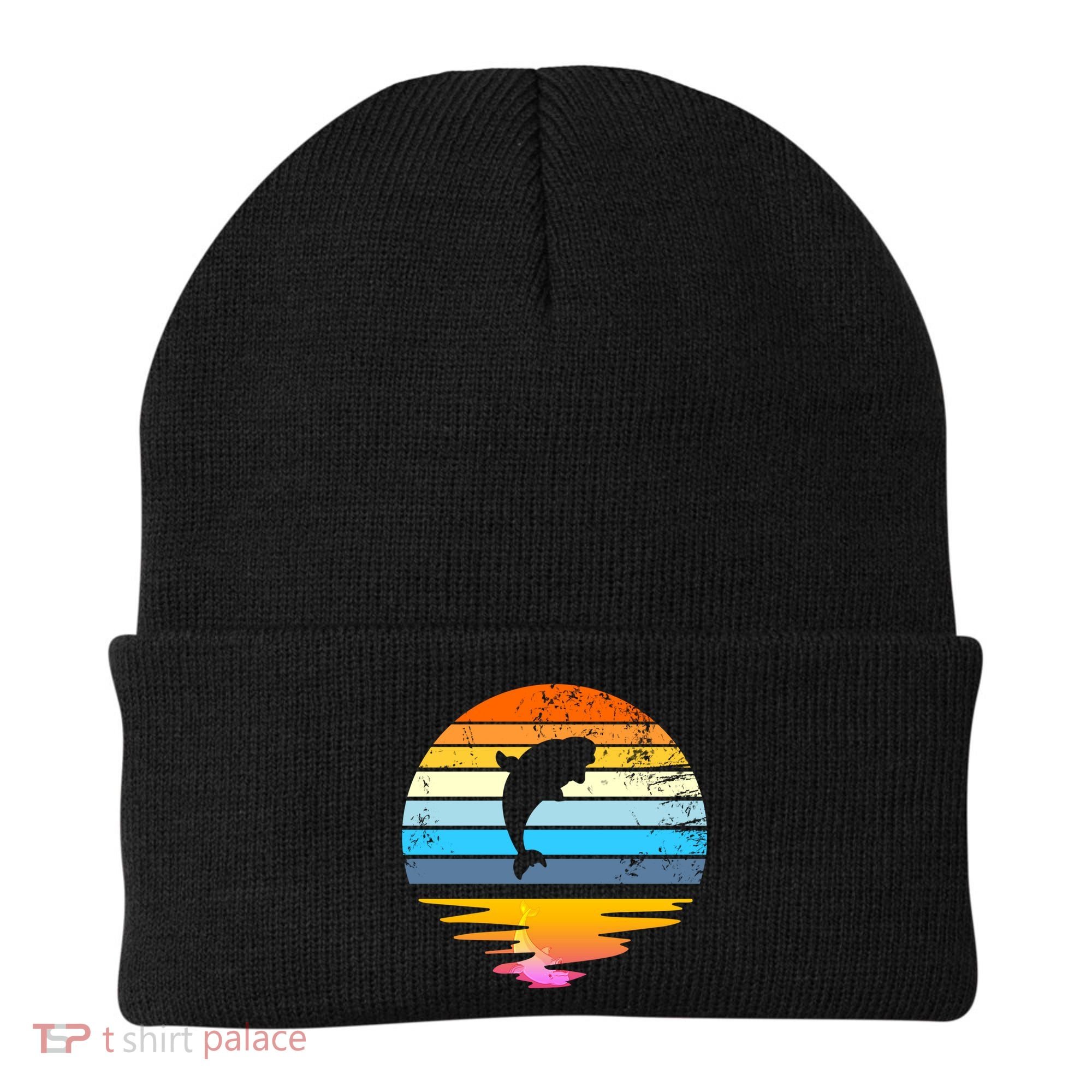 Beluga Whale Retro Sunset Save The Whales Beluga Meaningful Gift Beanie