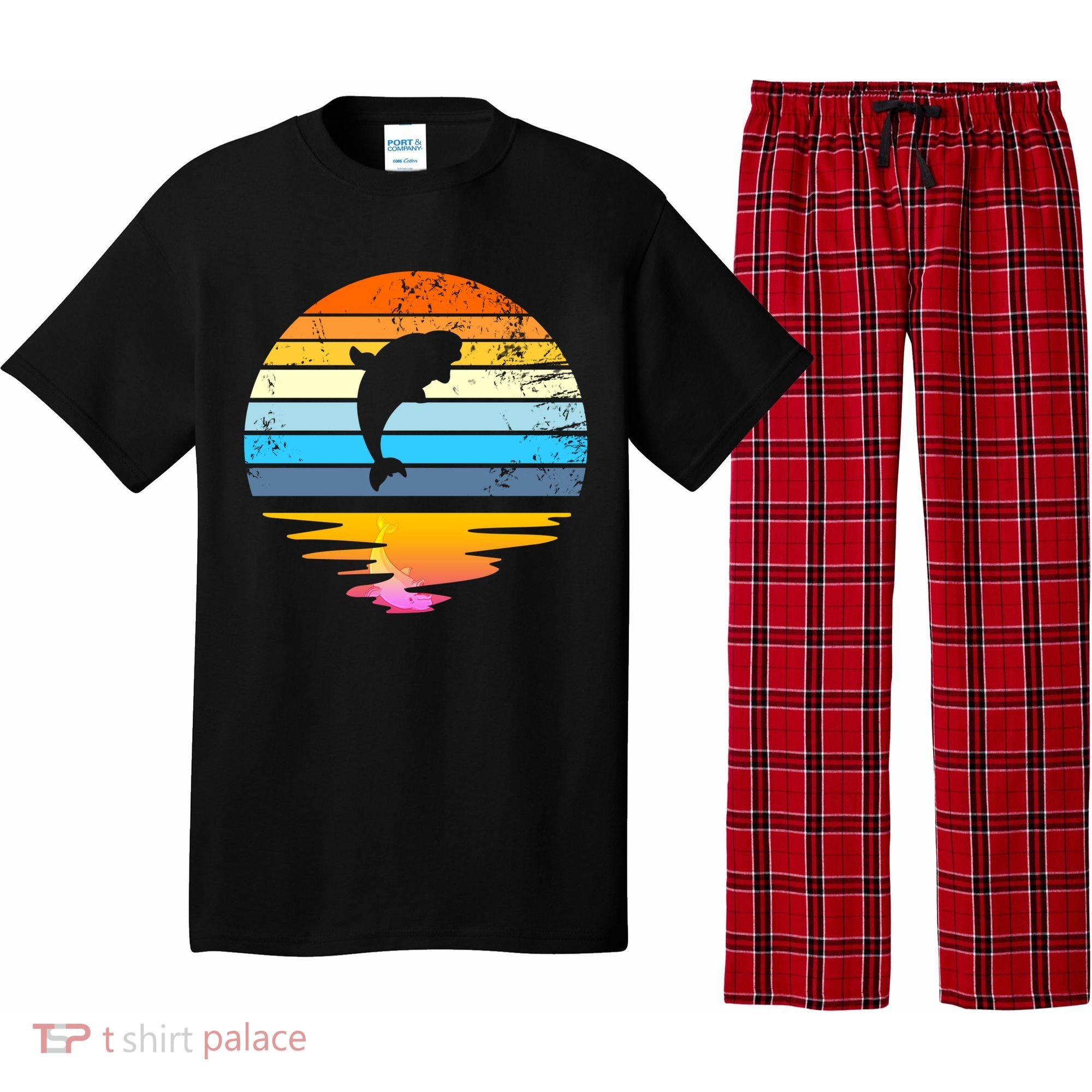 Beluga Whale Retro Sunset Save The Whales Beluga Meaningful Gift Pajama Set