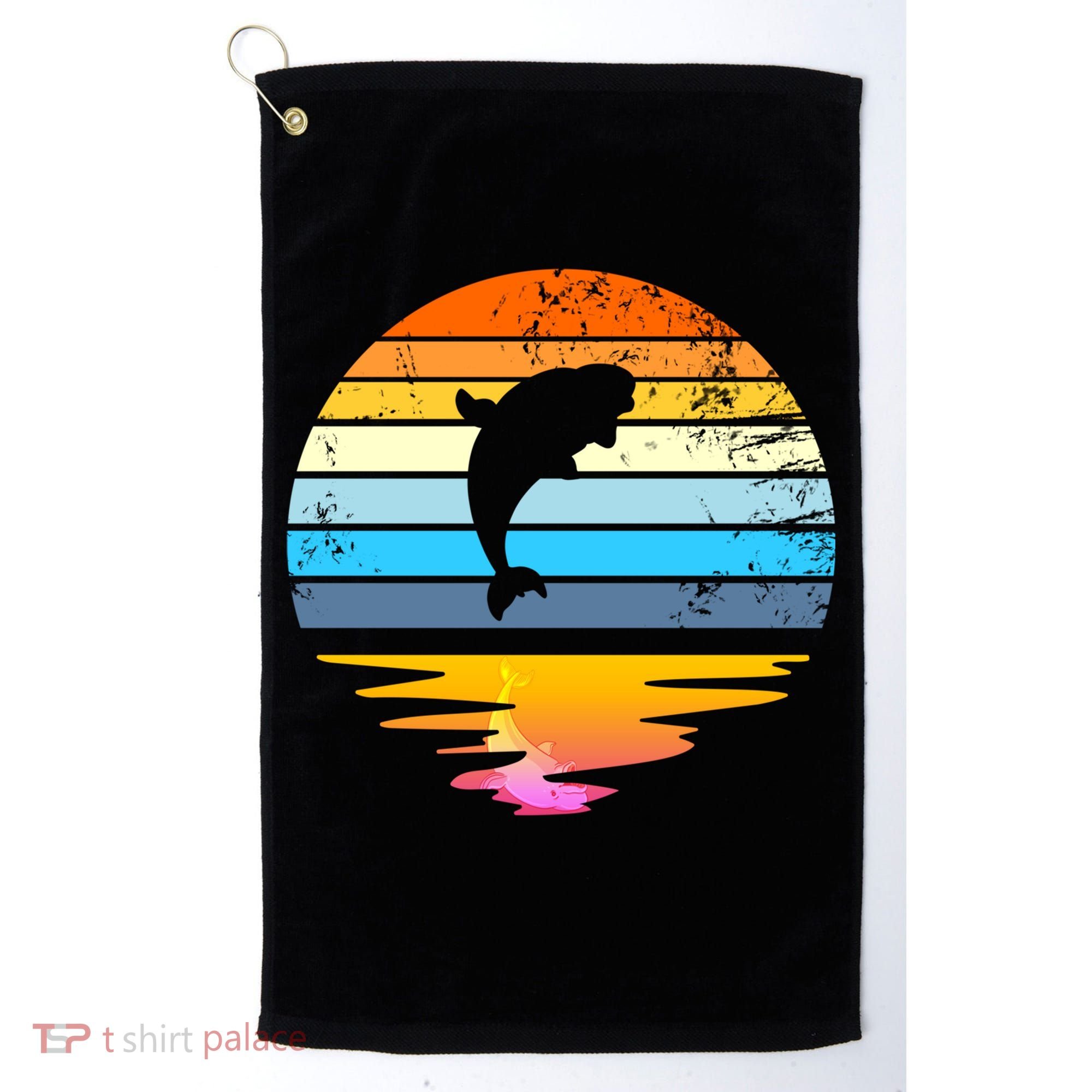 Beluga Whale Retro Sunset Save The Whales Beluga Meaningful Gift Golf Towel