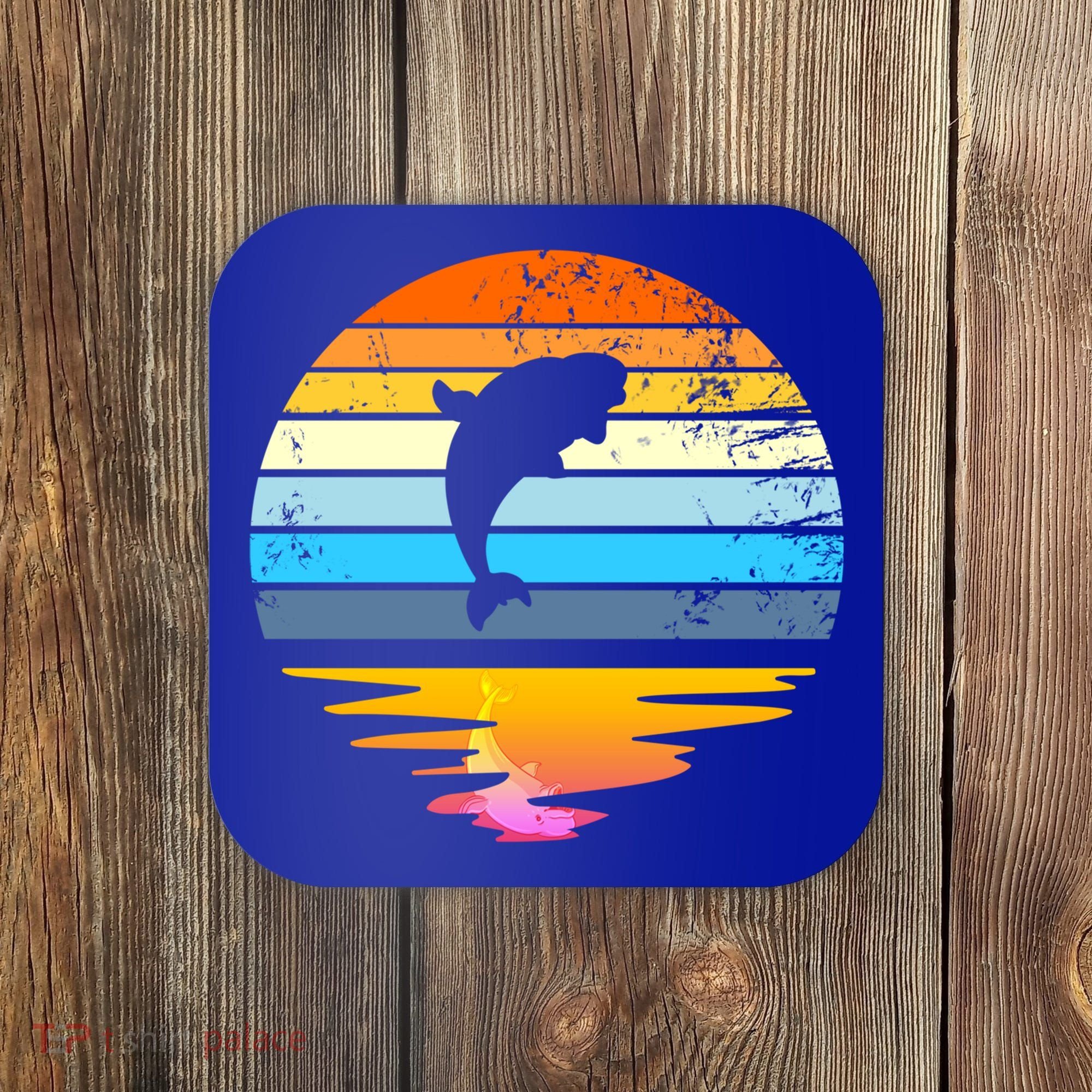 Beluga Whale Retro Sunset Save The Whales Beluga Meaningful Gift Coaster