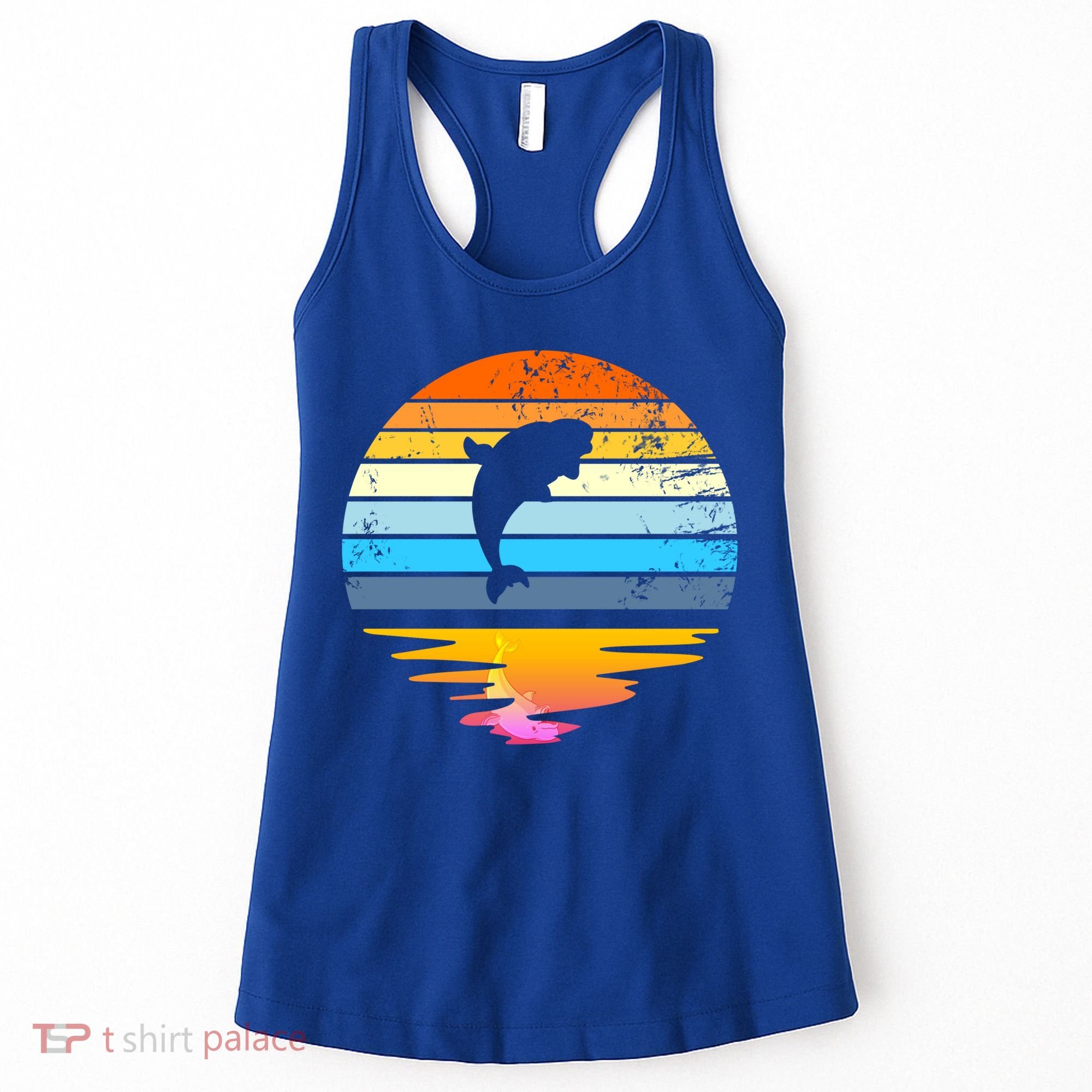 Beluga Whale Retro Sunset Save The Whales Beluga Meaningful Gift Women's Tank Top
