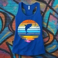 Beluga Whale Retro Sunset Save The Whales Beluga Meaningful Gift Women's Tank Top thumb 3