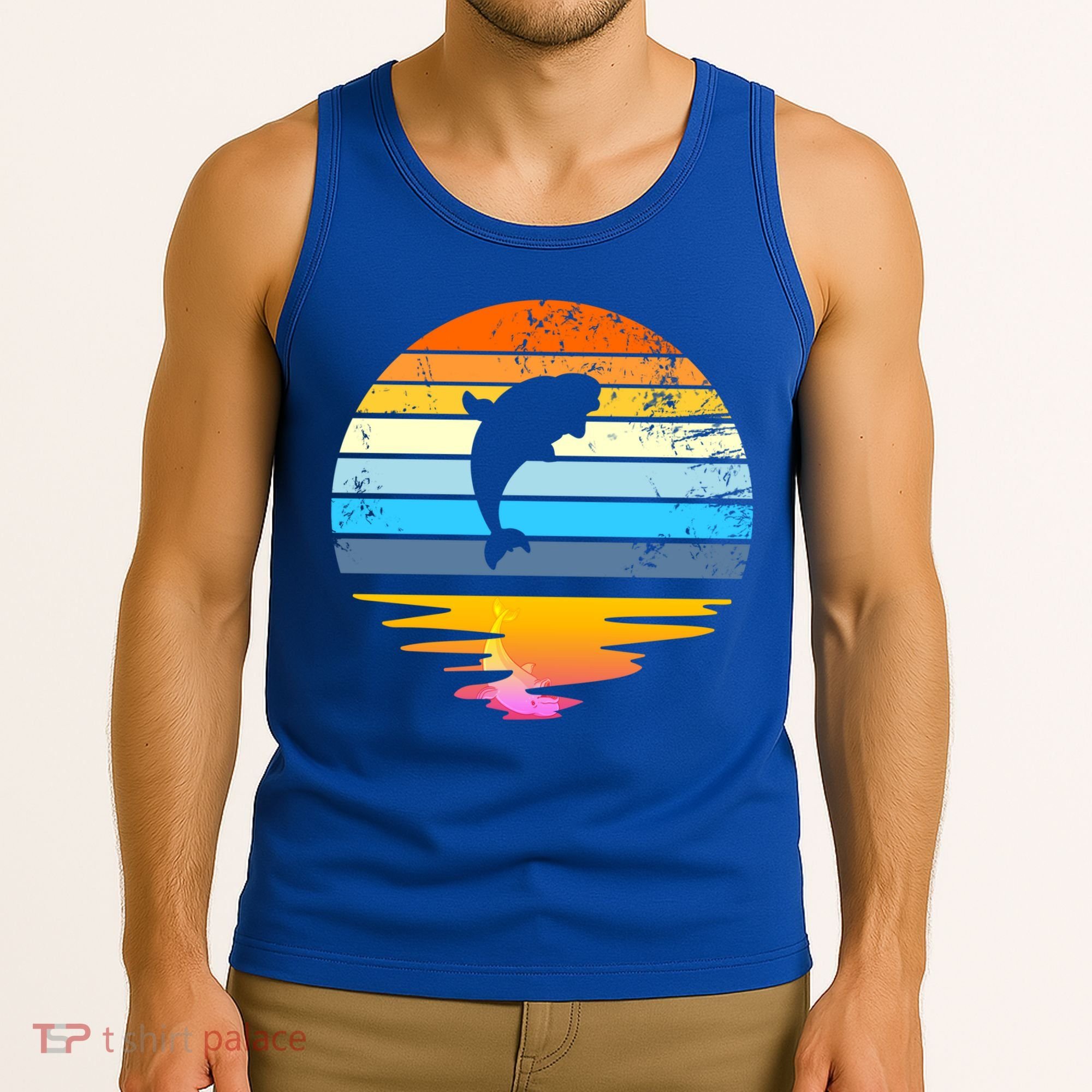 Beluga Whale Retro Sunset Save The Whales Beluga Meaningful Gift Tank Top