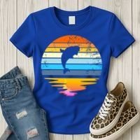 Beluga Whale Retro Sunset Save The Whales Beluga Meaningful Gift Women's T-Shirt thumb 3