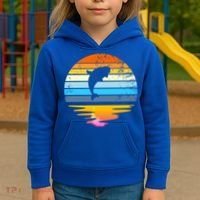 Beluga Whale Retro Sunset Save The Whales Beluga Meaningful Gift Kids Hoodie thumb 3