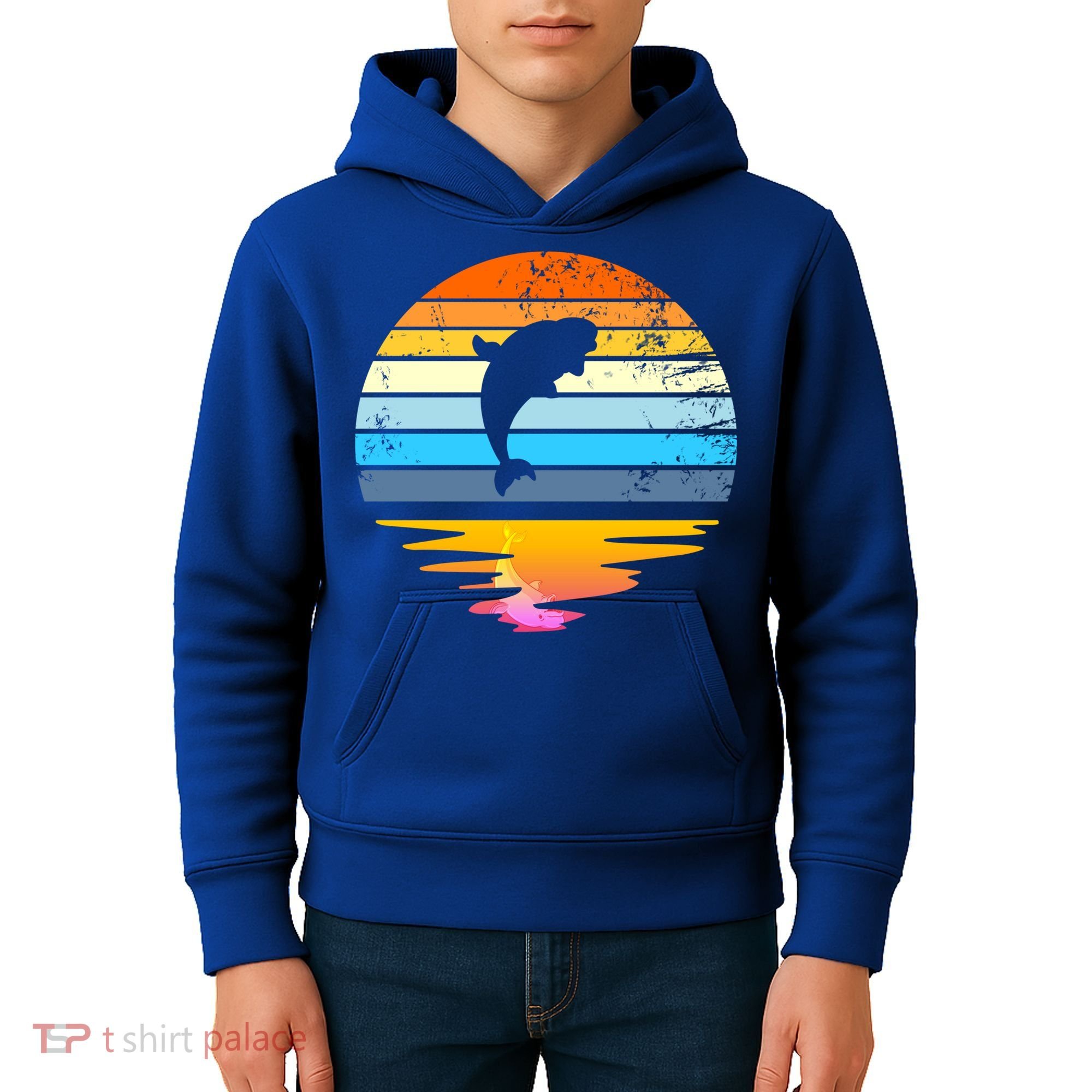 Beluga Whale Retro Sunset Save The Whales Beluga Meaningful Gift Kids Hoodie