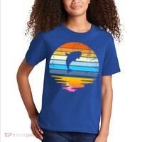 Beluga Whale Retro Sunset Save The Whales Beluga Meaningful Gift Kids T-Shirt thumb 2