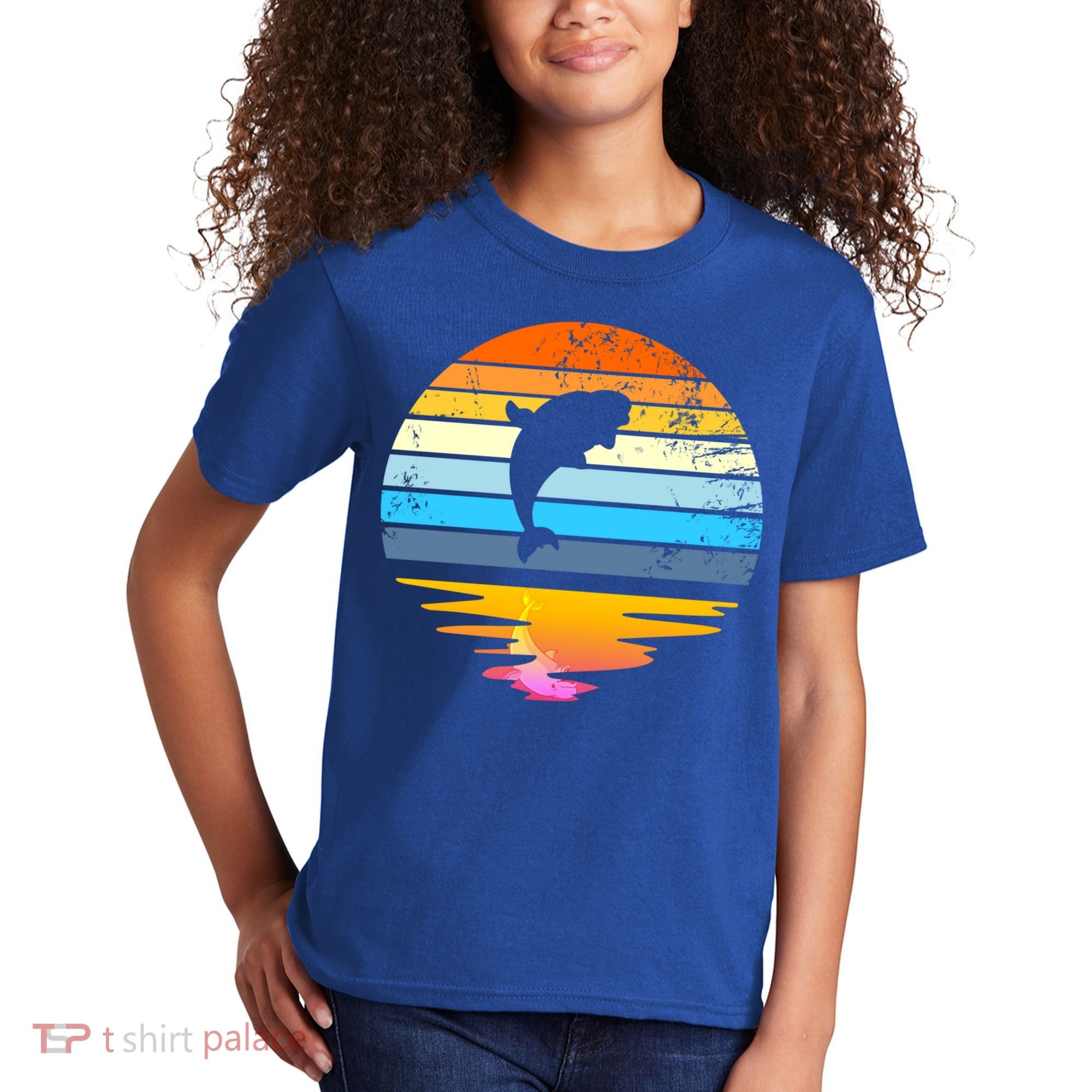 Beluga Whale Retro Sunset Save The Whales Beluga Meaningful Gift Kids T-Shirt