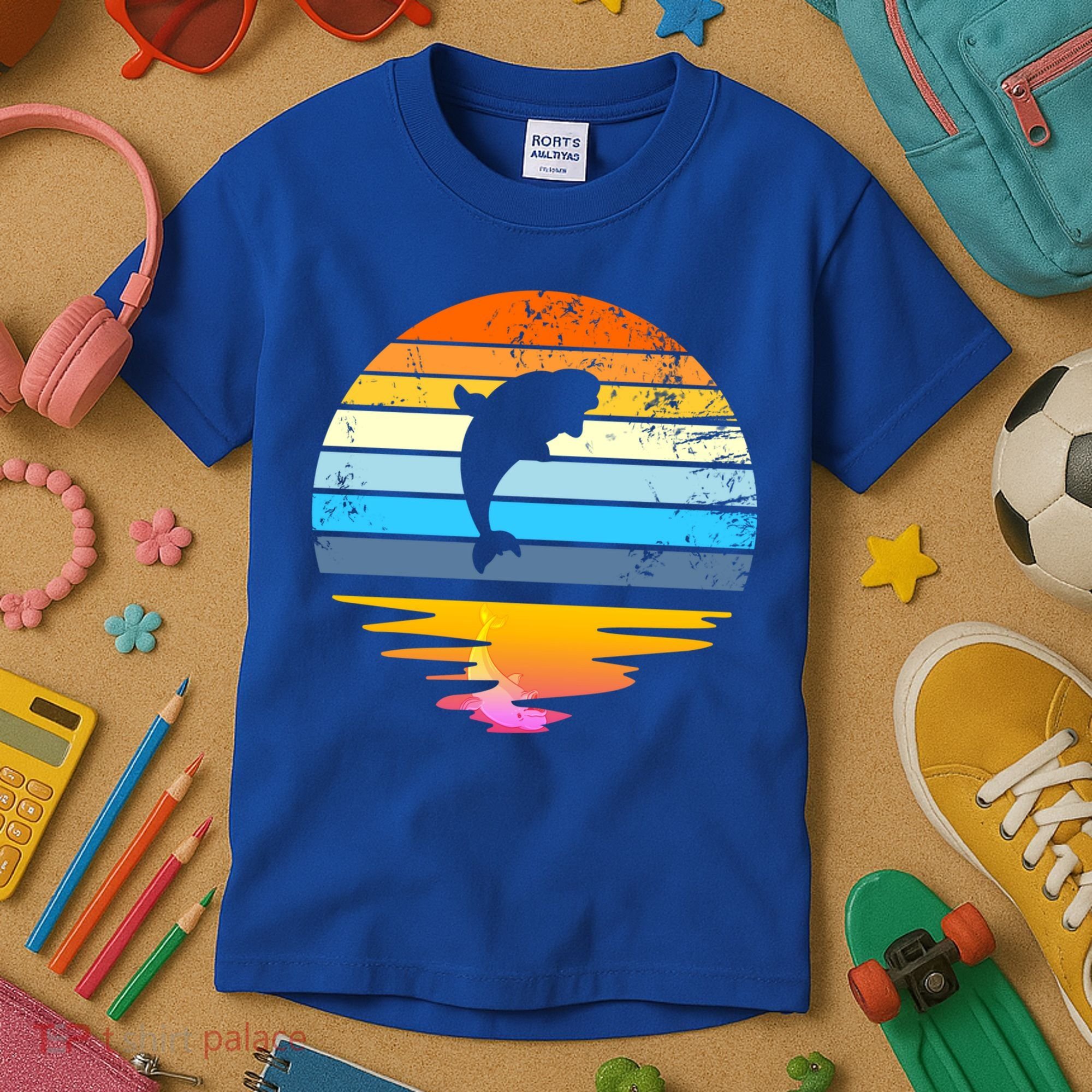 Beluga Whale Retro Sunset Save The Whales Beluga Meaningful Gift Kids T-Shirt