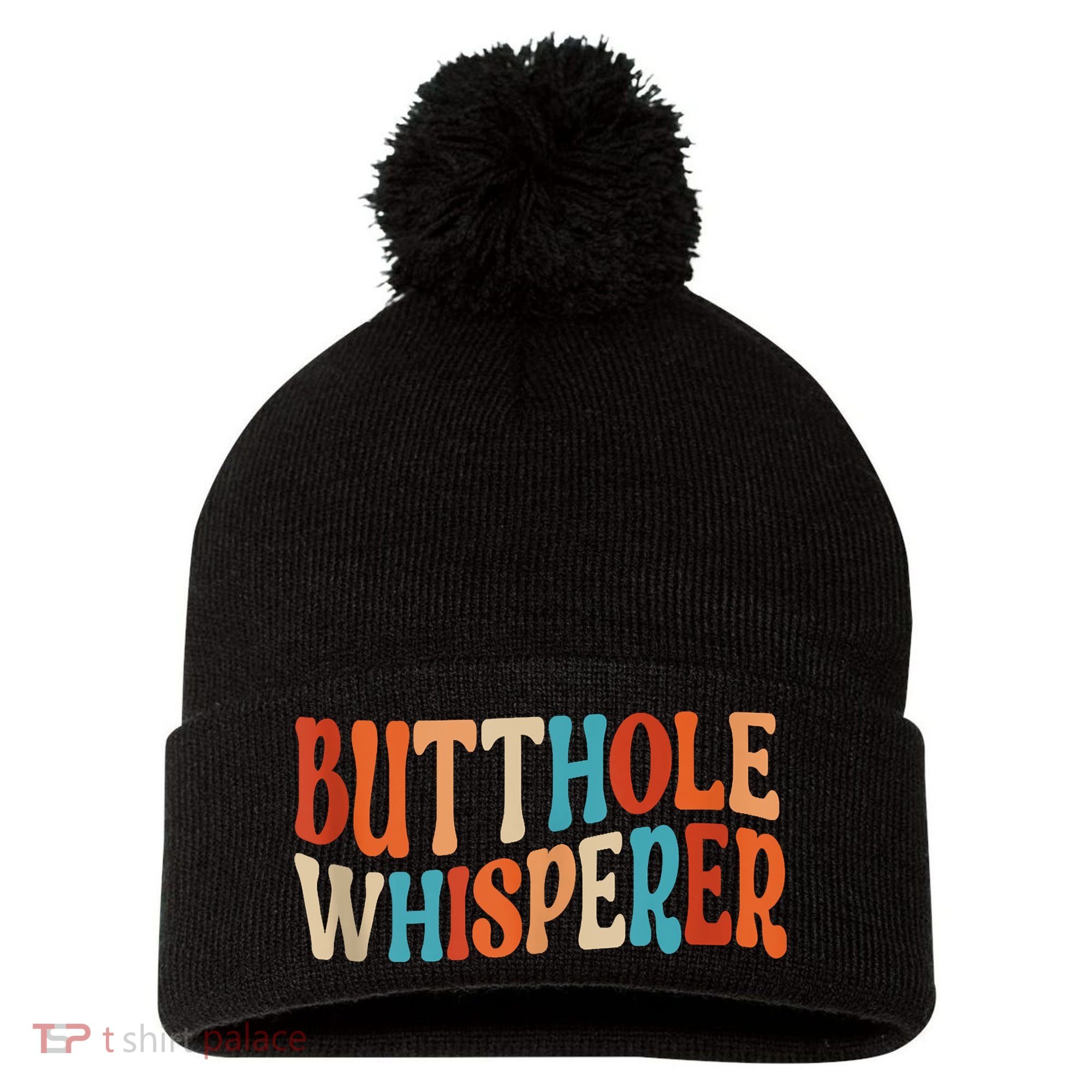 Butthole Whisperer Retro Sarcastic Jokes Funny Pom Pom 12in Knit Beanie