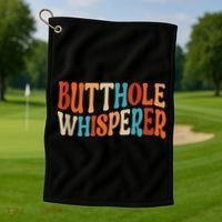 Butthole Whisperer Retro Sarcastic Jokes Funny Golf Towel thumb 1