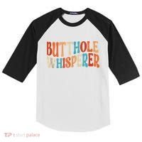 Butthole Whisperer Retro Sarcastic Jokes Funny Kids Colorblock Raglan Jersey thumb 0