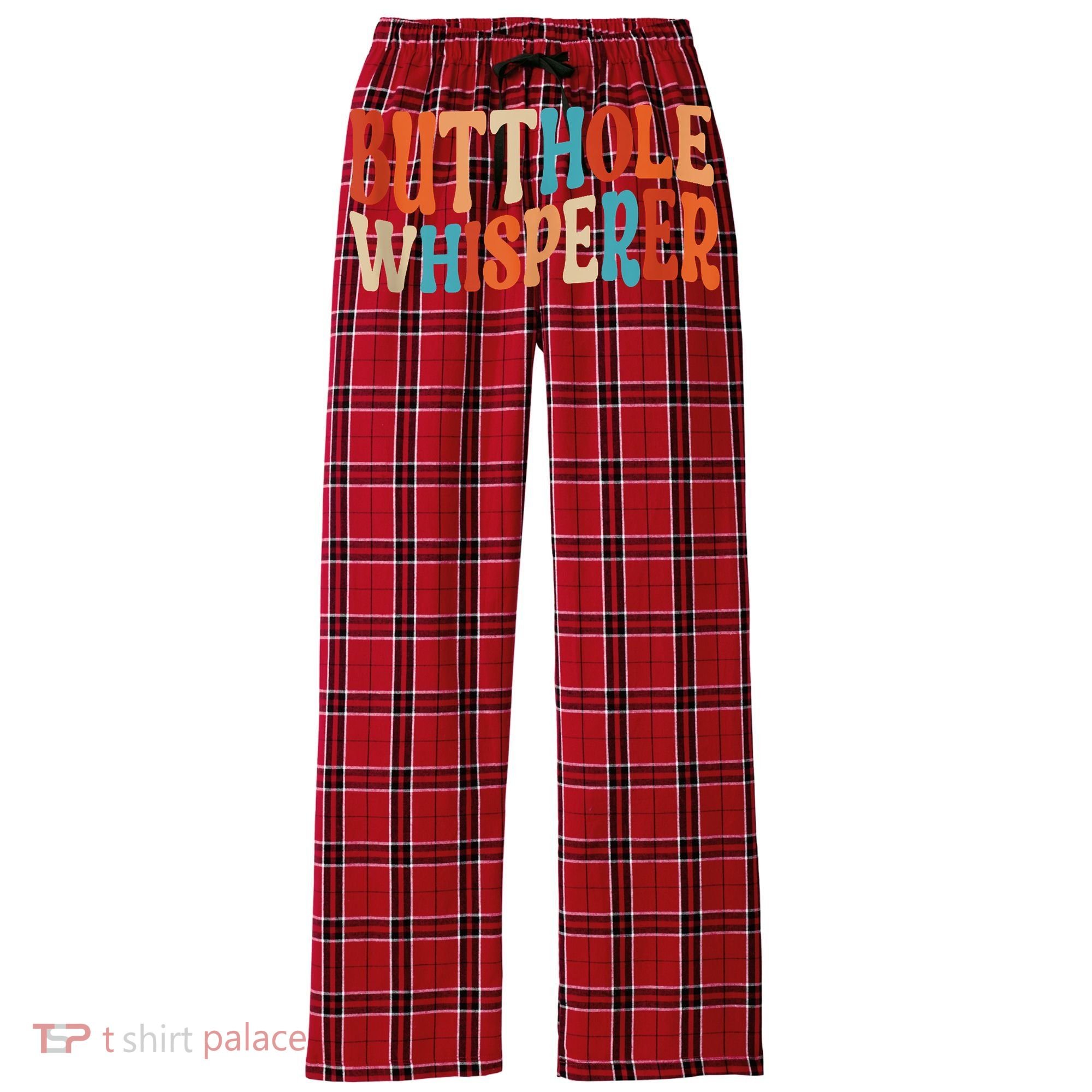 Butthole Whisperer Retro Sarcastic Jokes Funny Women's Flannel Plaid Pajama Pants