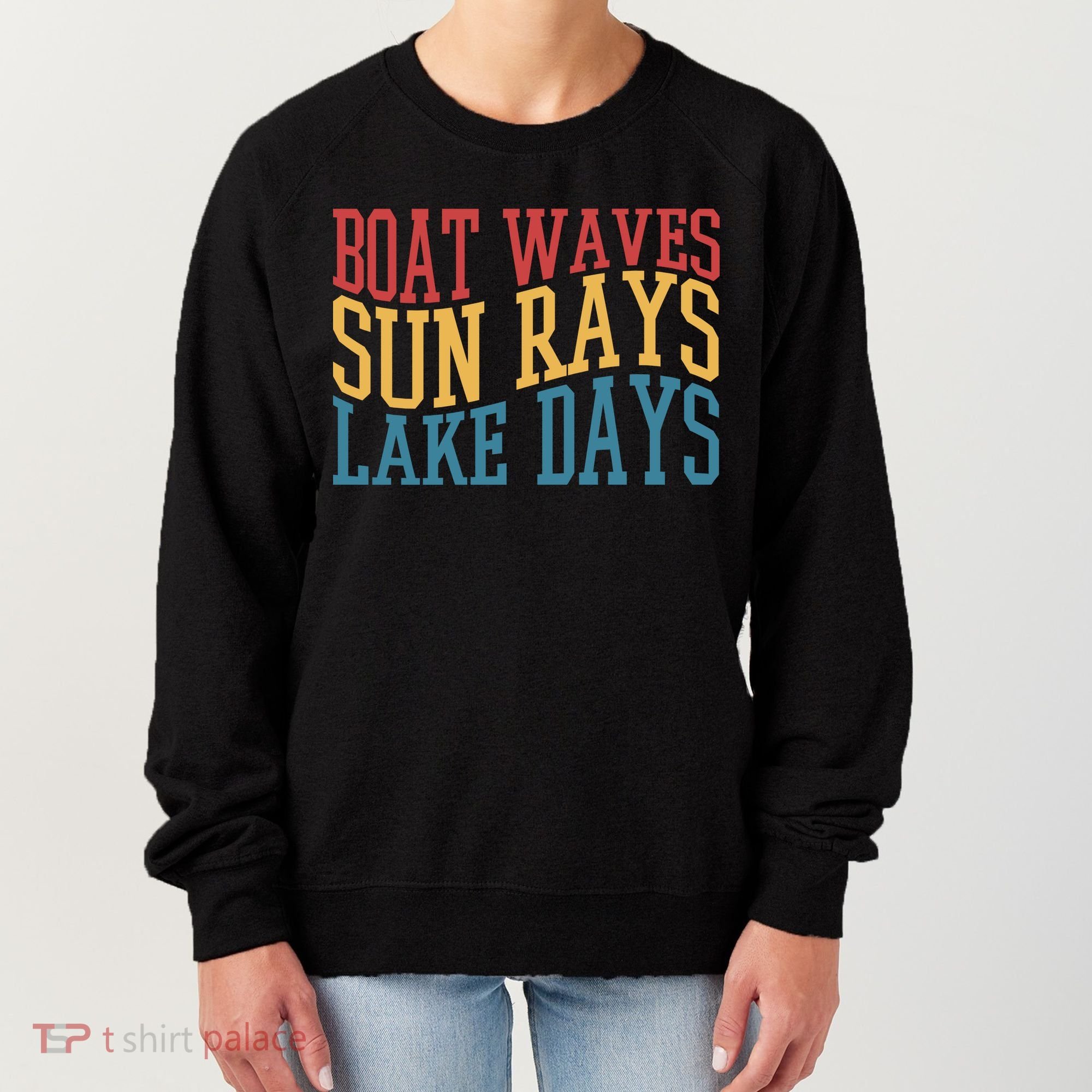 Boat Waves Sun Rays Lake Days Women's Sweatshirt