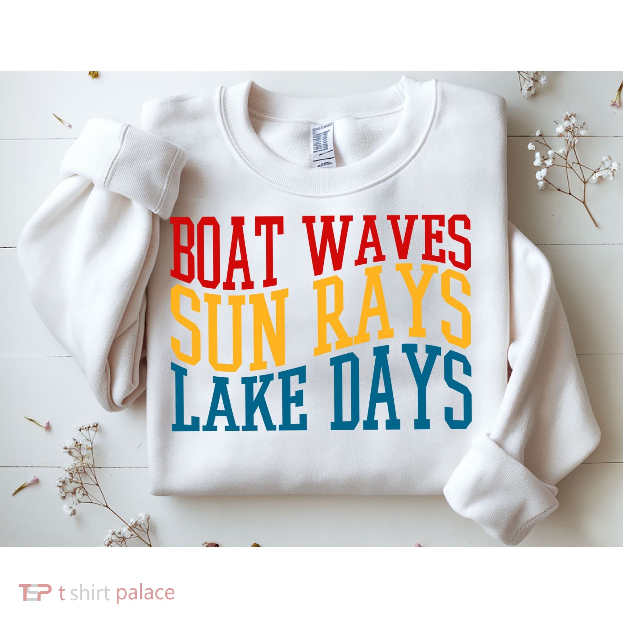 Boat Waves Sun Rays Lake Days Sweatshirt