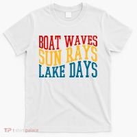 Boat Waves Sun Rays Lake Days T-Shirt thumb 0