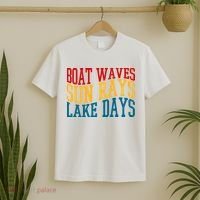 Boat Waves Sun Rays Lake Days T-Shirt thumb 2