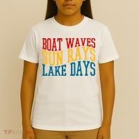 Boat Waves Sun Rays Lake Days T-Shirt thumb 4