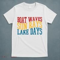 Boat Waves Sun Rays Lake Days T-Shirt thumb 5