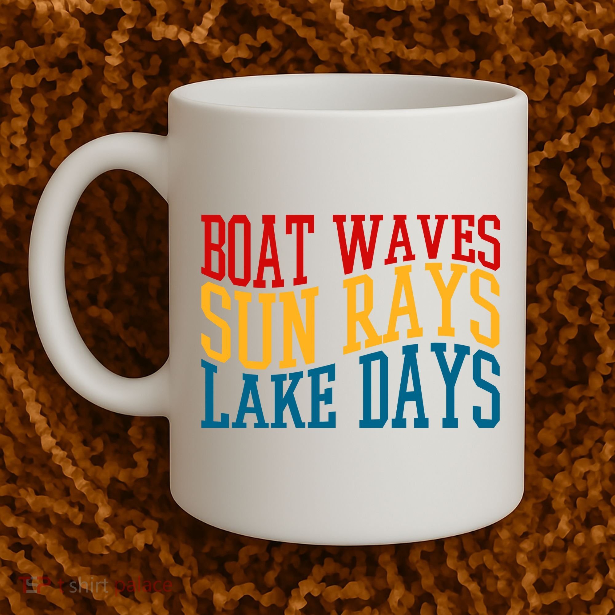 Boat Waves Sun Rays Lake Days Coffee Mug